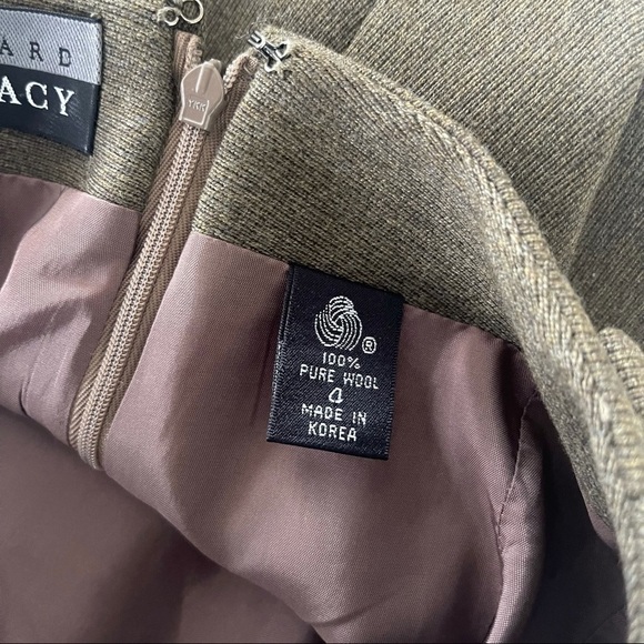 LINDA ALLARD ELLEN TRACY Dark Green Wool Pencil Skirt Business Casual Size 4 - Picture 4 of 6